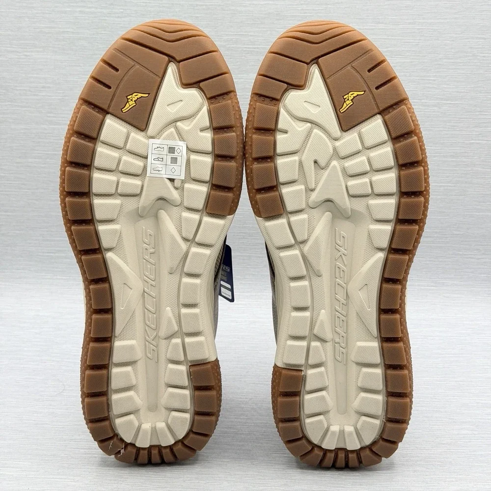 Skechers Slip Ins Men's 8 Wide Taupe Walking Shoes Relaxed Fit Goodyear Meroe